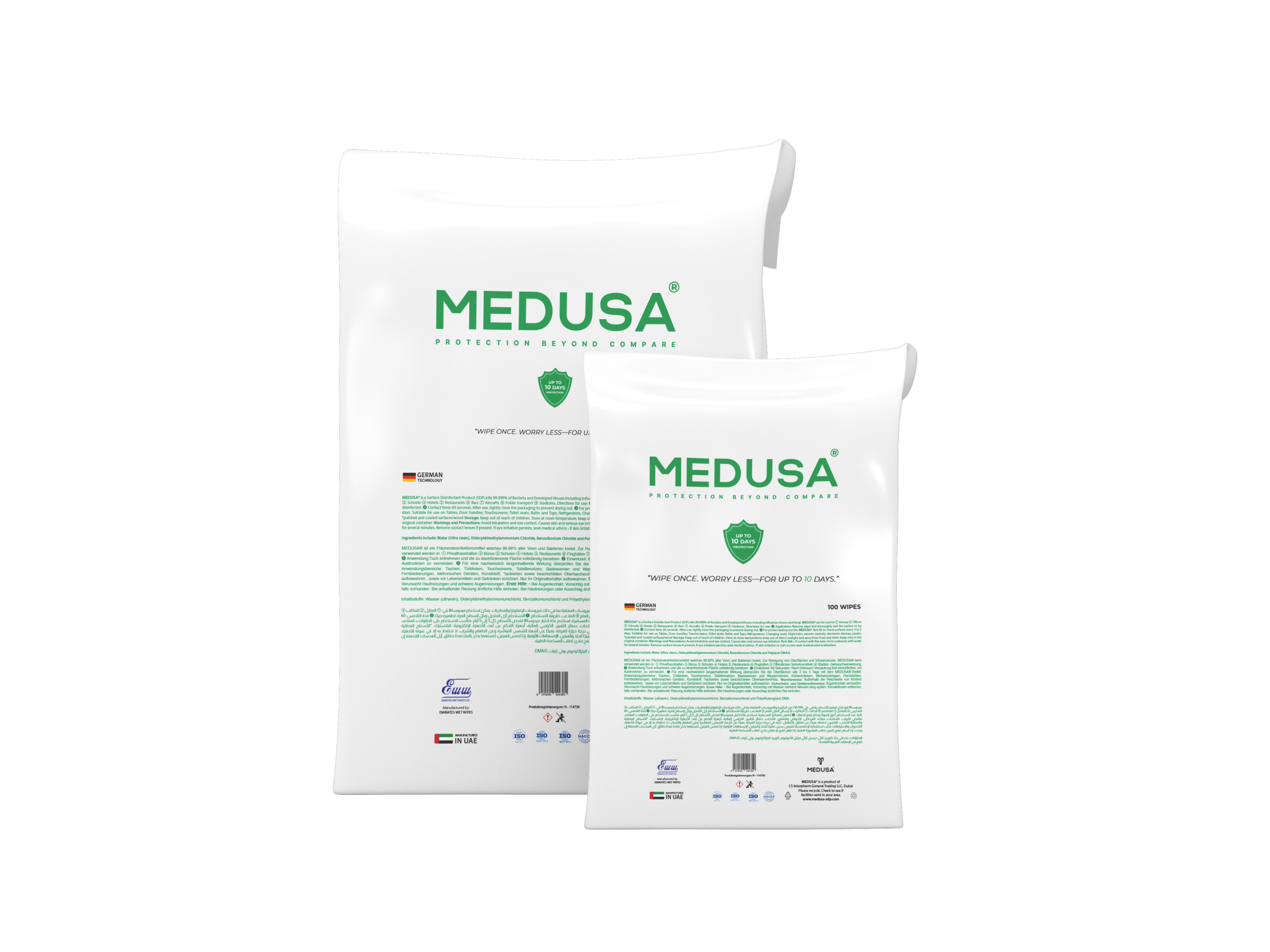 MEDUSA - Alcohol Free - Wipes Pouch 100 & 250 Refill